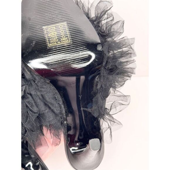 Azalea Wang Pointed Toe Heels Size 7 Black Birdie Fabric Upper Slip On - Picture 11 of 13